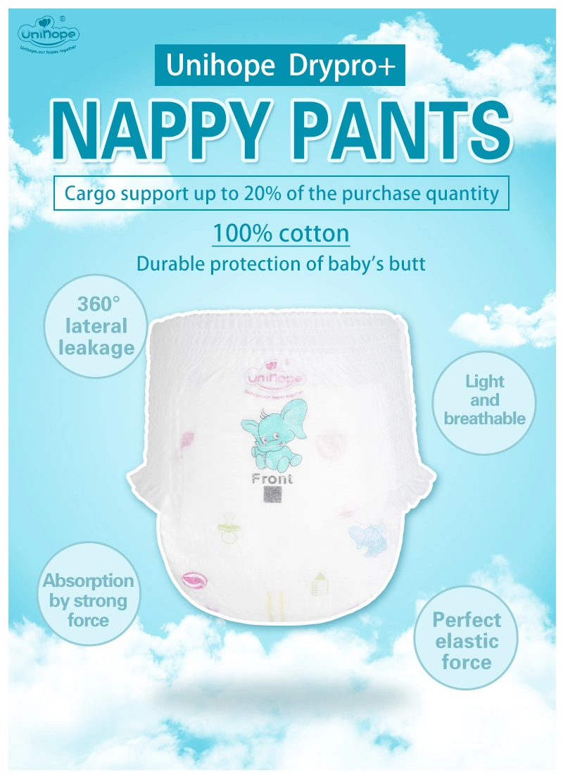 OEM Cheap Disposable Baby Diapers Baby Pants Pull UPS Manufacturer Unihope Chichi Baby Kiddilove Encaier Mijuku Nanu Huggie Molfix Sleepy Bb Kitty Mello